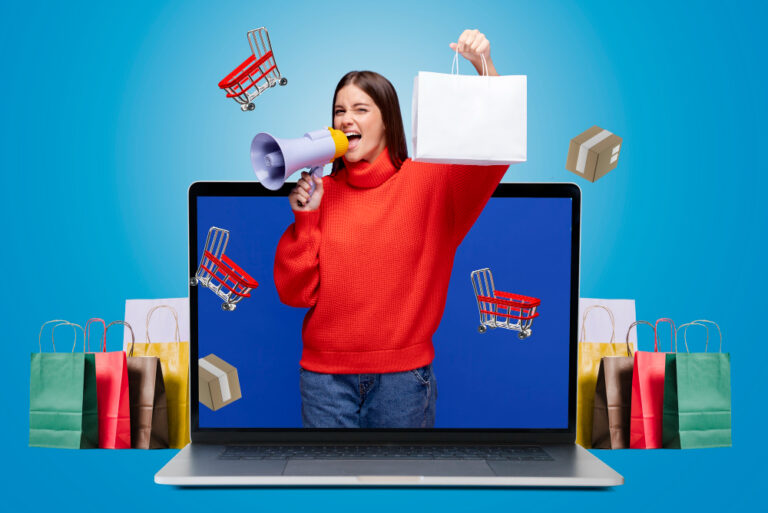 compras de moda online com laptop